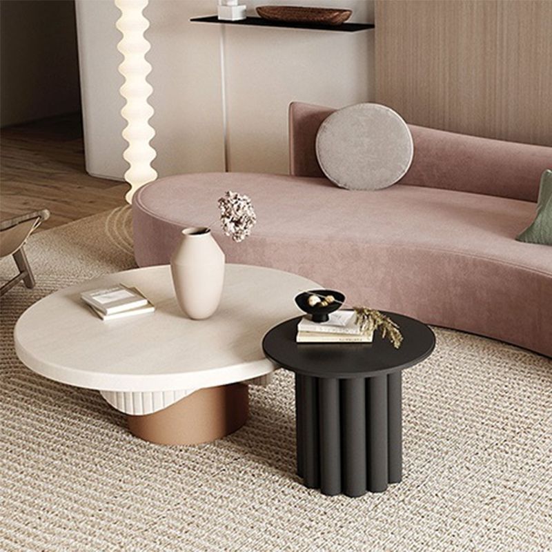 Pedestal Base Design Round Wooden Table Modern Style Coffee Table