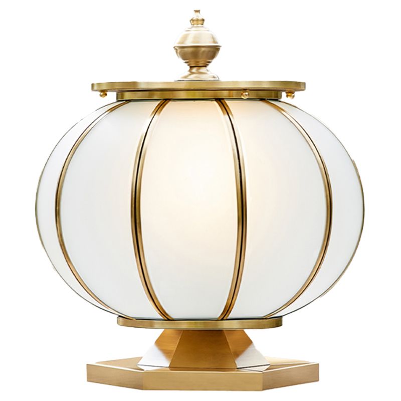 Round Shape Metal Solar Pillar Lamp Modern Style 1 Light Outdoor Light