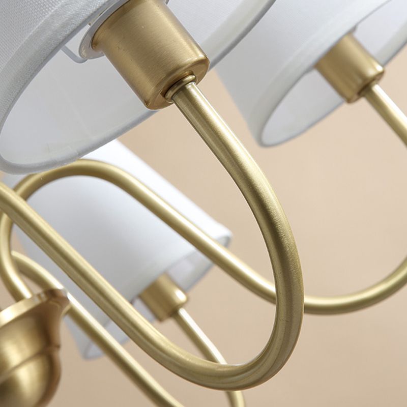 Lampadario del cono post-moderno appeso al lampadario bianco in tessuto bianco soffitto lampadario in oro per soggiorno