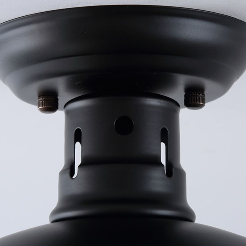 Metal Dome Ceiling Mounted Fixture Industrial Style Aisle Ceiling Mounted Light in Black