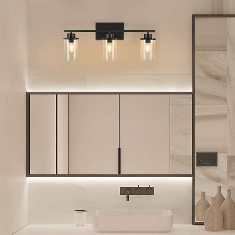 Traditional Bathroom Vanity Lighting 1 / 2 / 3 - Head Iron & Glass Bath Sconce