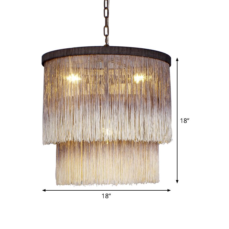 Tessuto di lampadario cilindrico minimalista in sospeso 4 lampada a sospensione in marrone per camera da letto