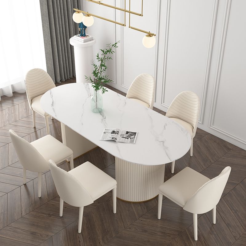 Modern Sintered Stone Dining Table Oval Dinner Room Kitchen Table