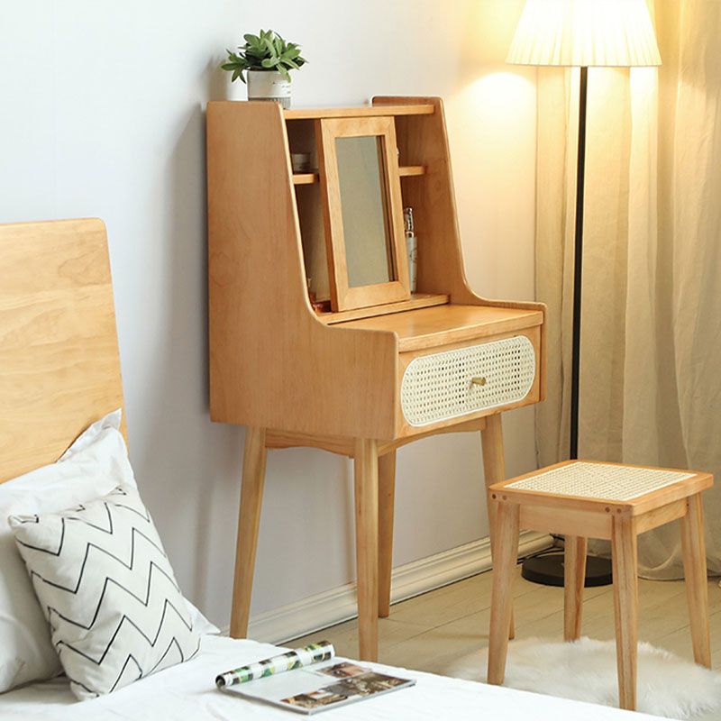 Scandinavian Bedroom 1 Drawers Solid Wood Removable Make-up Vanity