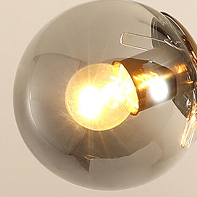 Glass Globe Shaded Ceiling Light Modern Black/Golden Kitchen Island Lighting for Foyer
