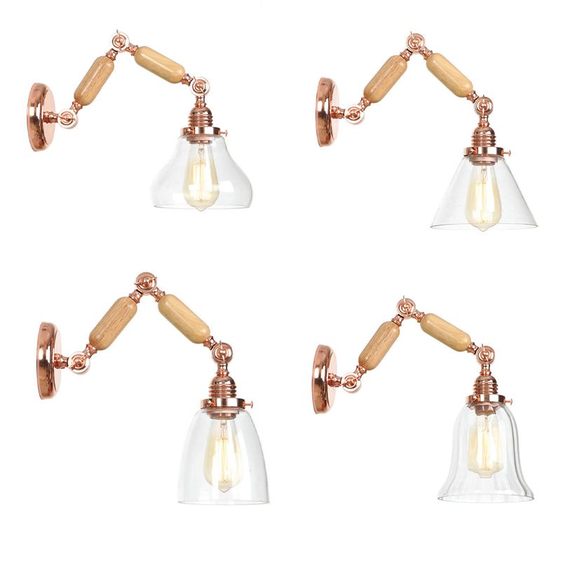 Adjustable Industrial Wall Light Fixture Glass 1-Light Wall Light