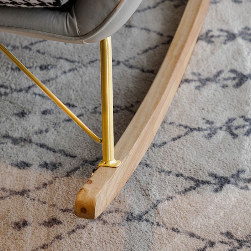 Modern Rocking Chair Doll Cotton Filling Cushion Wingback Rocker Chair with Metal Leg