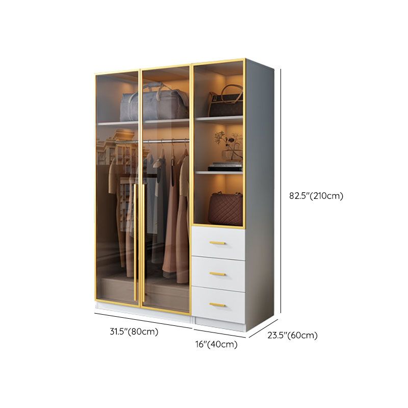 Bedroom Storage Cabinet with Brown Glass Doors Contemporary Hinged Door Cabinet