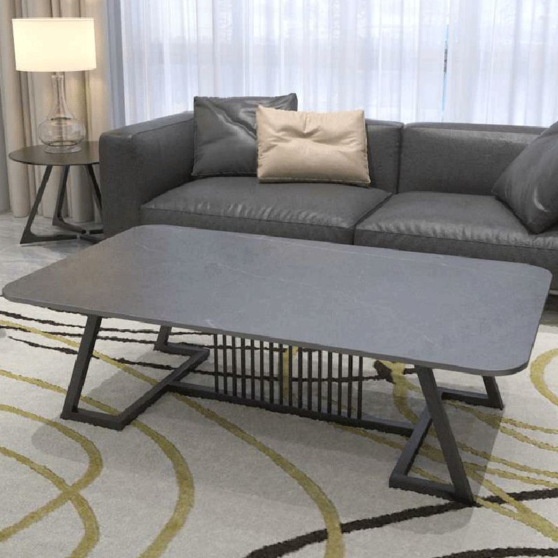 Rectangular Slate 1 Single Coffee Table 17.7-In High Frame Cocktail Table