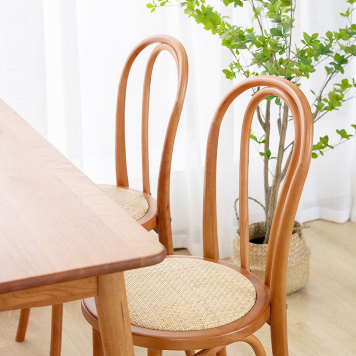 Chaise de salle à manger en bois massif de style traditionnel, chaise latérale à dossier à lattes