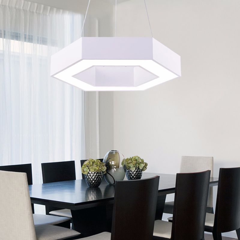 Office Hallway LED Pendant Modern Style Hanging Light with Hexagonal Acrylic Shade