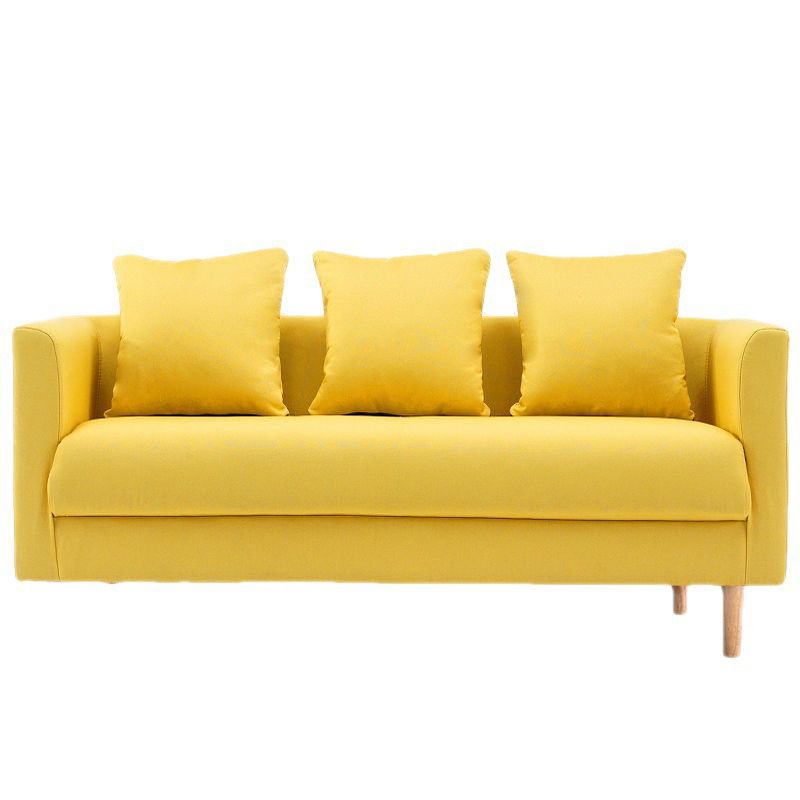 Contemporary Sofa with 3 Pillows Standard Square Arm Stationary Sofa