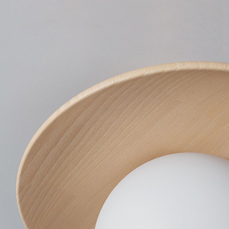 Modern Style Spherical Shape Ceiling Light Wood 1 Light Ceiling Light for Restaurant