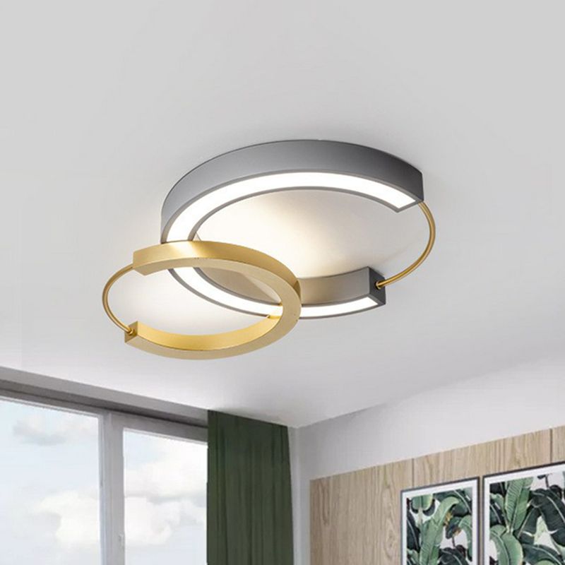 Plafonnier LED en métal avec anneau de style moderne, luminaire décoratif de plafond, idéal pour un salon, en or