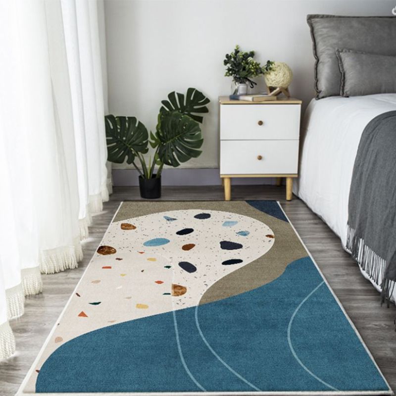 Black Nordic Rug Polyester Circle Indoor Rug Non-Slip Backing Rug for Living Room