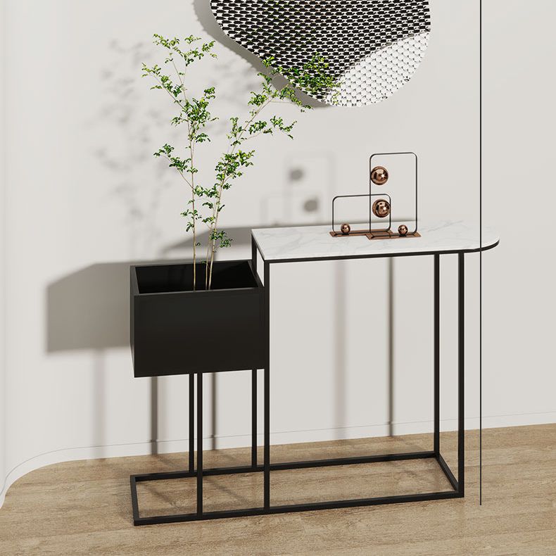 Glam Metal Console Table Stone Console Sofa Table with Storage for Hall