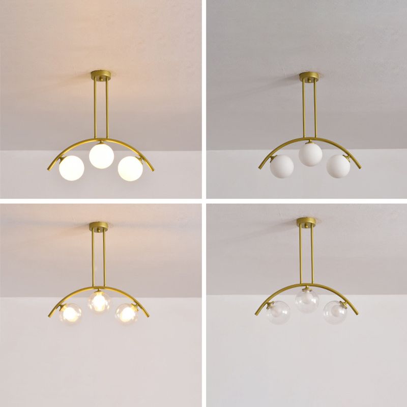 Modern Dining Chandelier Light Round Glass Shade Ceiling Hanging Light for Dining Room