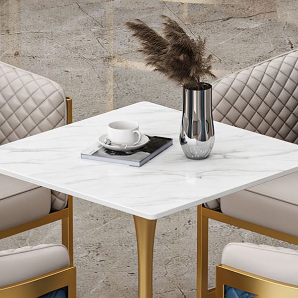 Traditional Luxury Dining Table Sintered Stone White Top Table for Dining Room