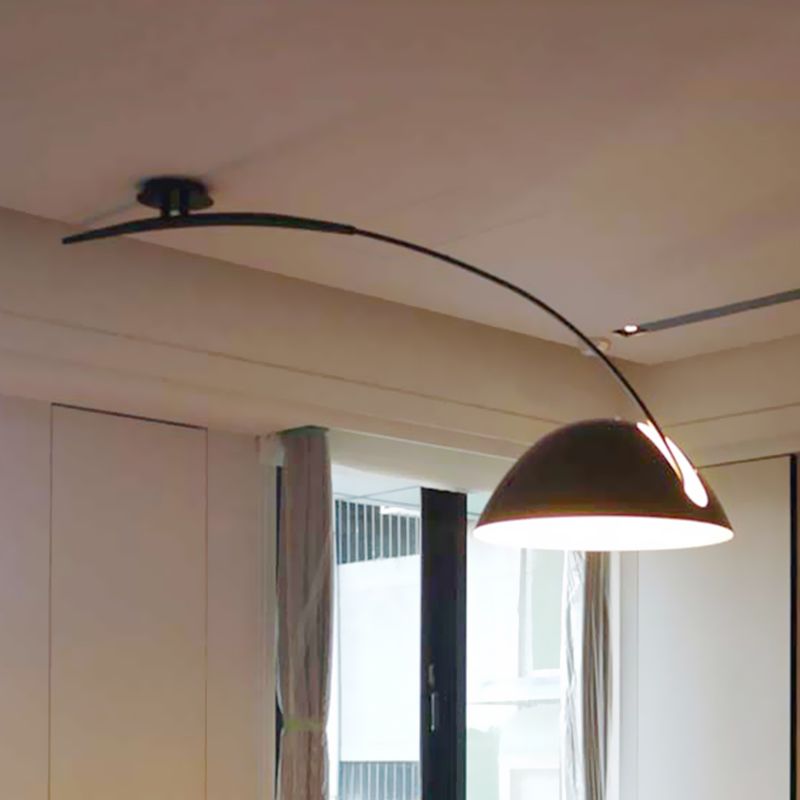 Black / White Dome Shade Plafond Lampe moderne STYLE 1 METTRE METAL LEIL METH AVEC avec conception de canne à pêche