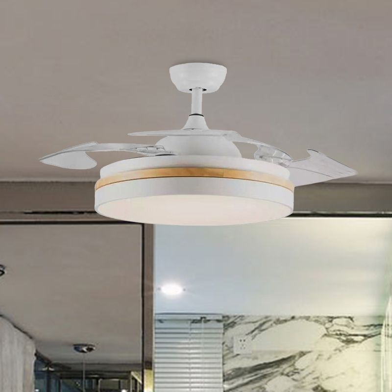 42 "W Acryl weiße Deckenlüfter Leichtkreis LED Minimalist Semi Flushmount mit 4 klaren Klingen für Wohnzimmer
