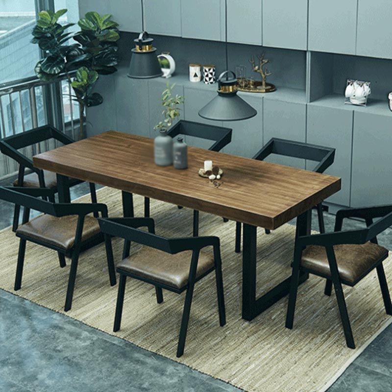 Industrial Style Wood Top Dining Table Metal Sled Base Dining Table without Chair