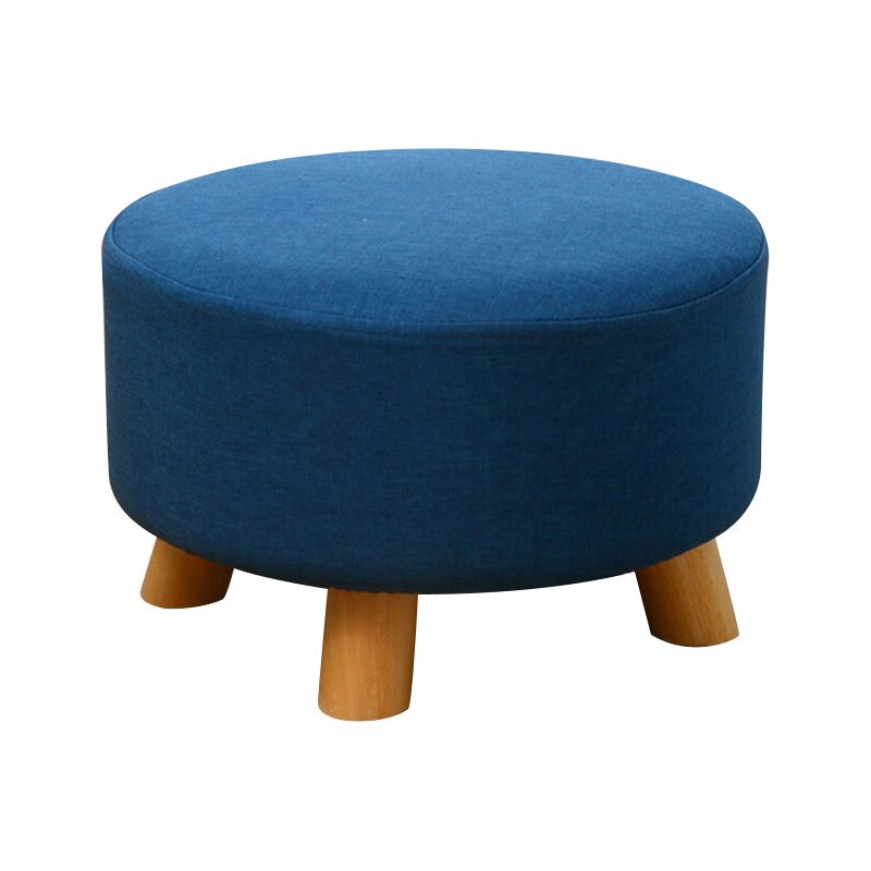 Contemporary Round Ottoman Footrest Plain Cotton Fade Resistant Sherpa Pouf