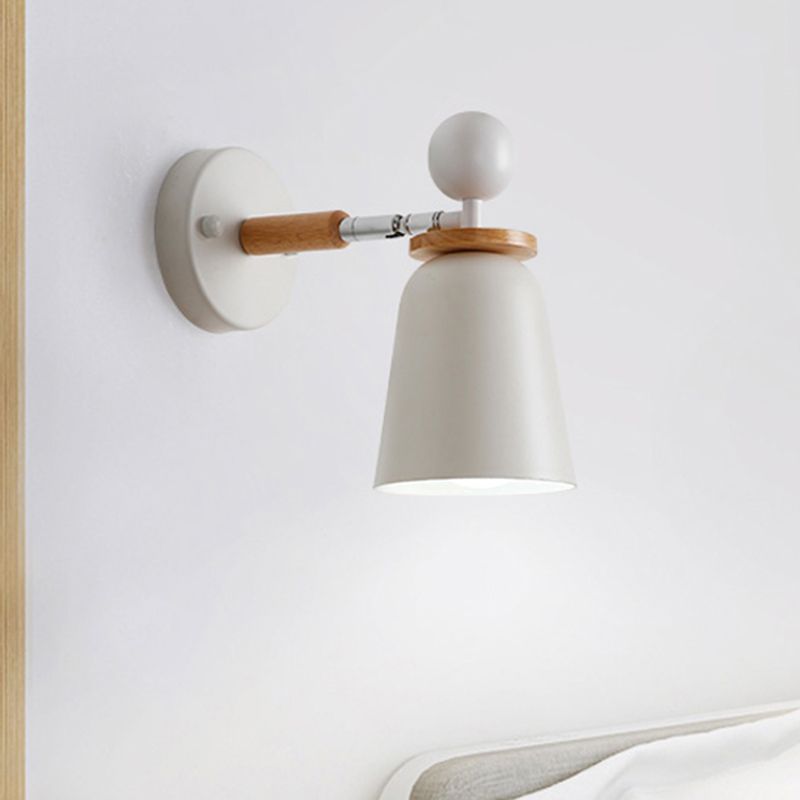 Baby Bedroom Bell Wall Light Metal Single Light Macaron Loft Undertint Sconce Lamp