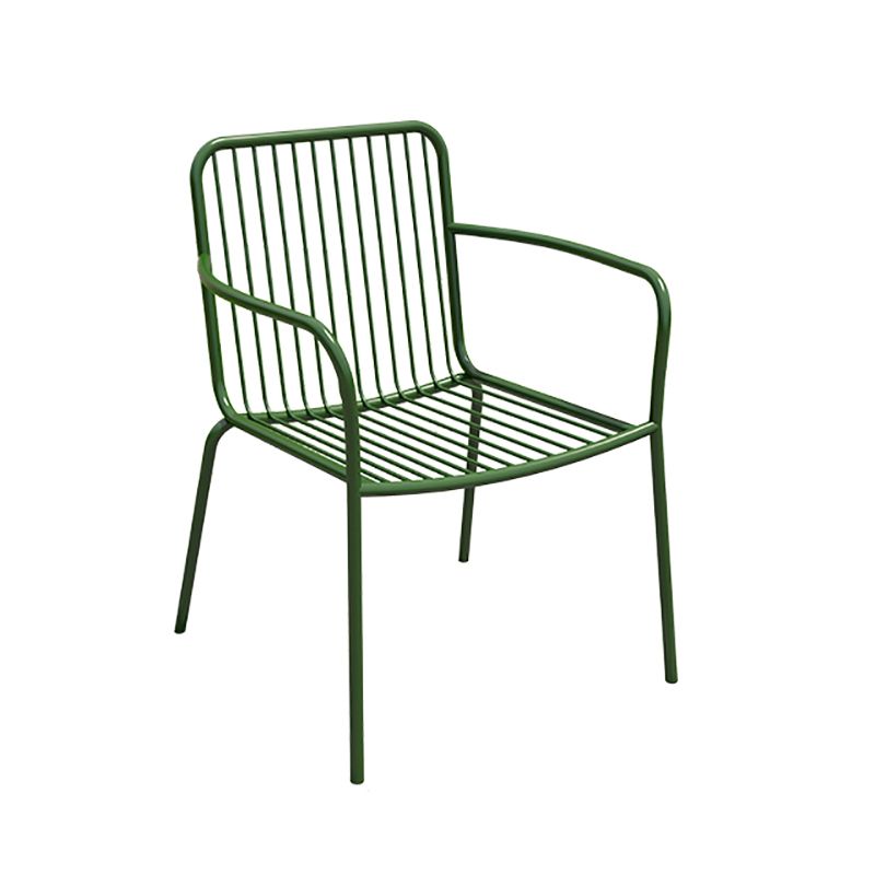 Modern Outdoor Bistro Chairs Metal With Arm Iron Patio Dining Armchair