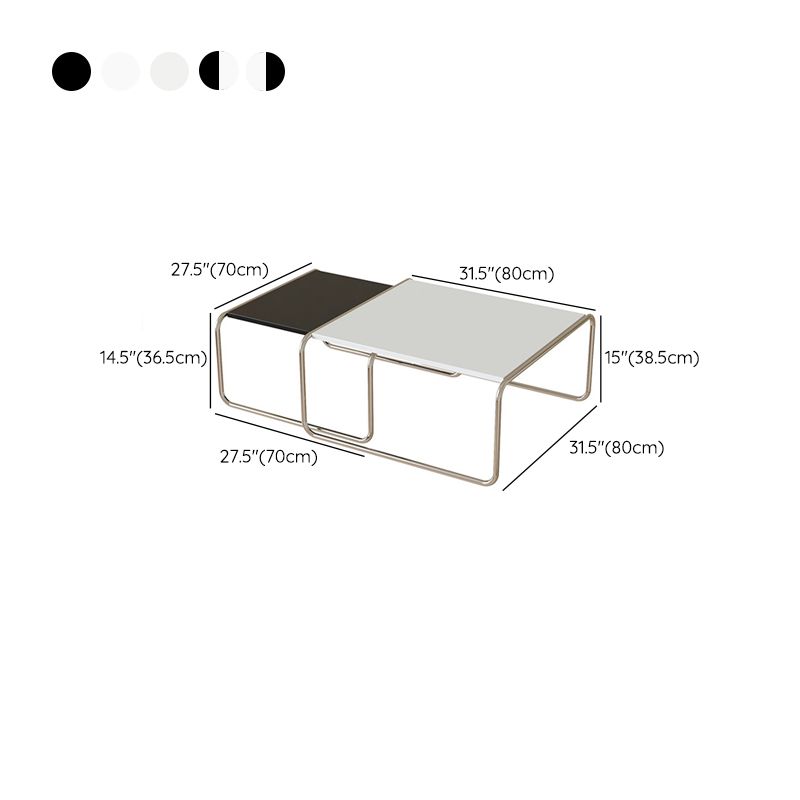 Square Steel Sled Coffee Table Modern 2 Nesting Cocktail Table