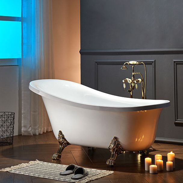 Freestanding Soaking Bath Antique Finish Modern Oval Bath Tub