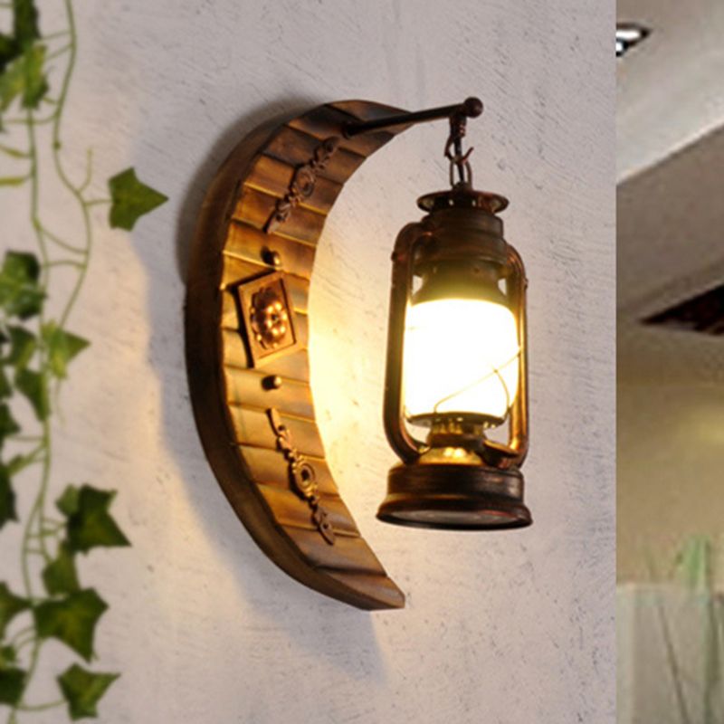 Zugesperrte Glaslaterne -Leuchte -Beleuchtung Küste 1 Leichte Wohnzimmerwandmontierlampe in verwittertem Kupfer