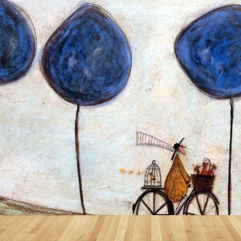 Illustration Style Botanical Wall Mural Giant Wall Covering for Dining Room, Custom