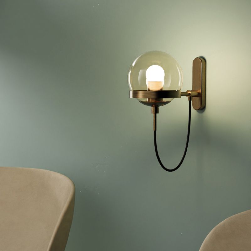 1 Light Ball Wall Mounted Light Fixture Industrial Style Glass Wall Lighting Ideas Lights