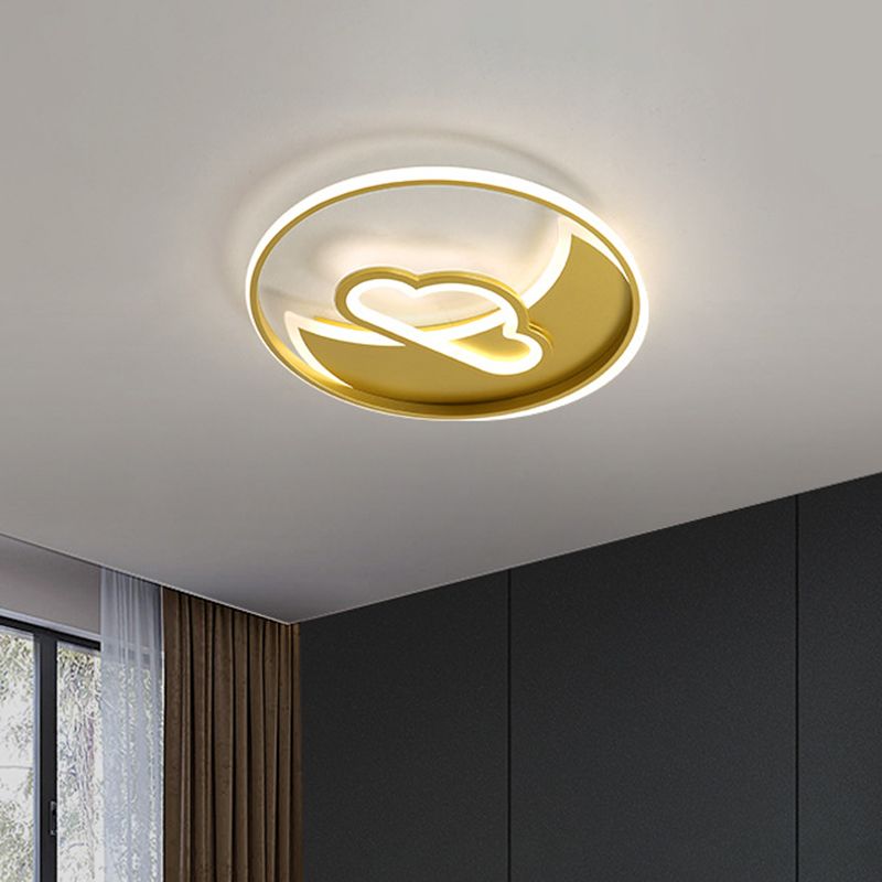 LED Wohnzimmer-Deckenlampe Gegenwartsgold Finish Flush Halterung mit Stern/Loving Heart Acryl Schatten
