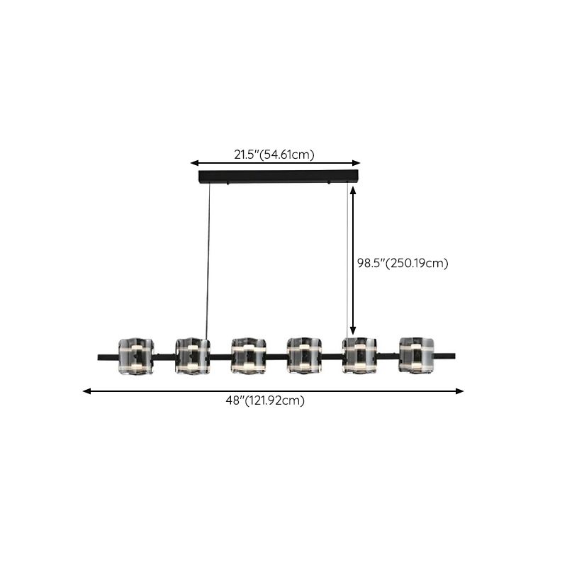 Contemporary Black Hanging Pendant Lights with Glass Shade for Dining Room