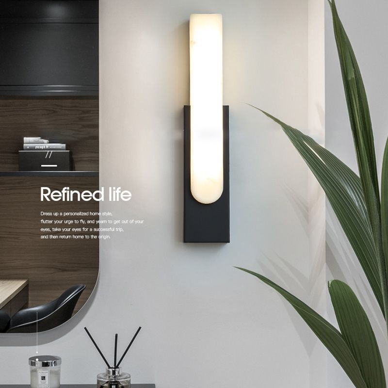 Rectangle Wall Mounted Light Fixture Contemporary Simplicity Stone Wall Lights for Corridor