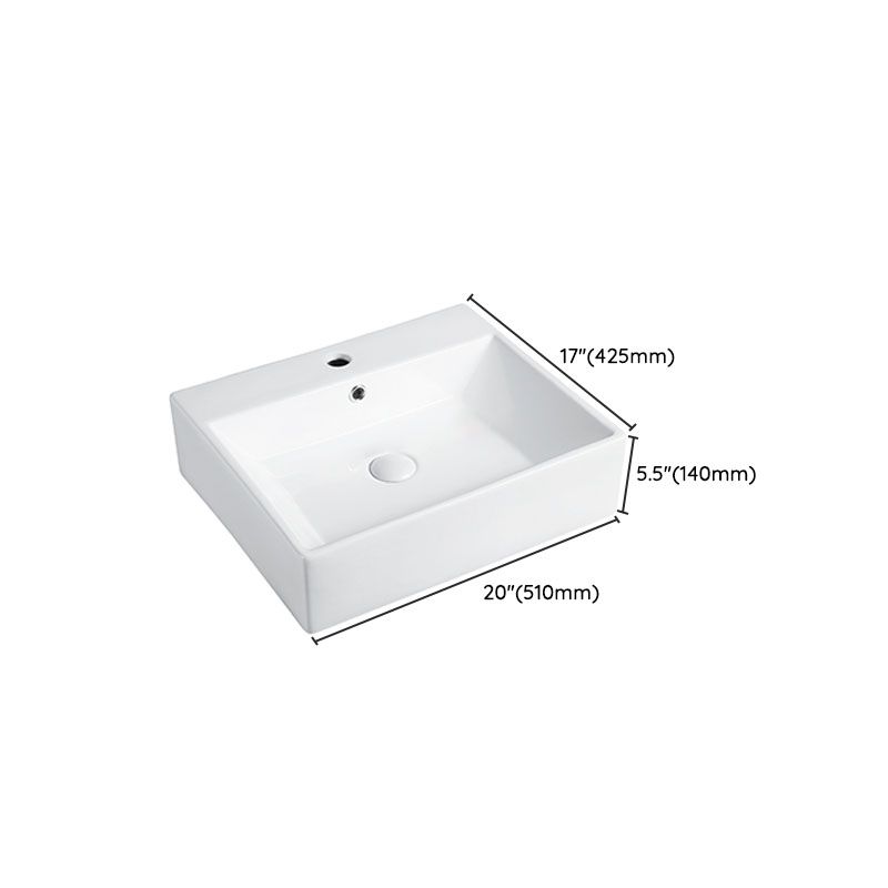 Modern Vessel Bathroom Sink Porcelain with Pop-Up Drain Vessel Sink without Faucet
