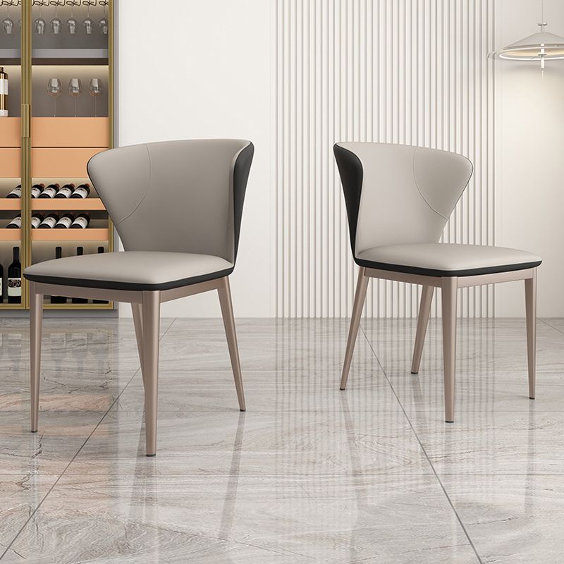 Contemporary Side Chair Faux Leather Solid Back Dining Room Chair for Kitchen