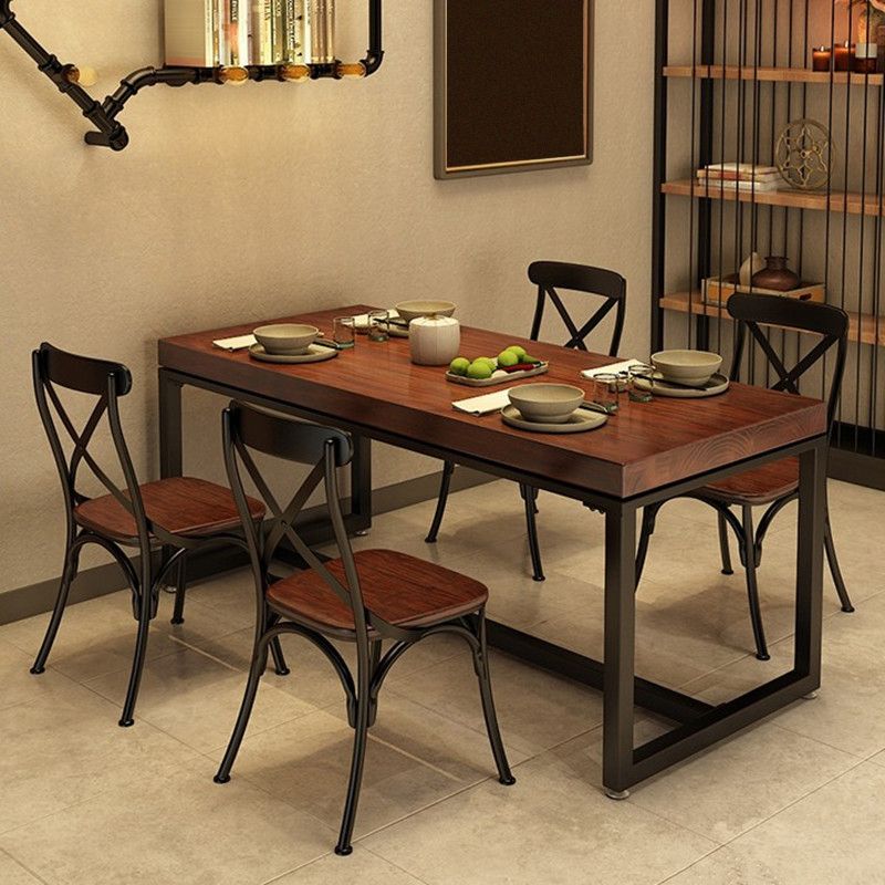 Industrieller Esszimmertisch Kiefer Massivholz Tisch mit Trestle Basis für das Abendessen in der Küche zu Hause