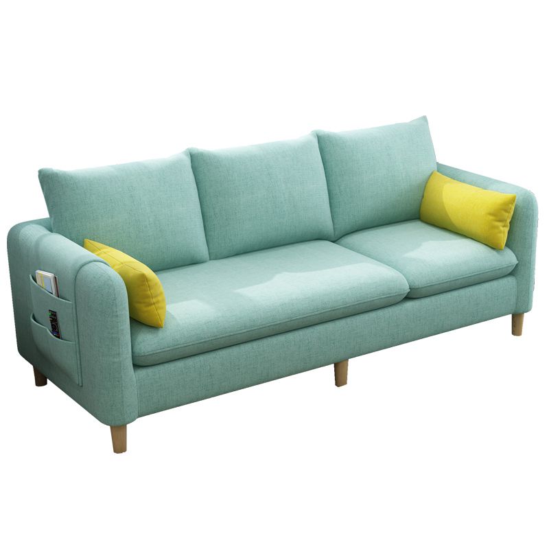 Modern Tuxedo Arm Sofa with Bolster Pillows Standard Sofa with Storage for Living Room
