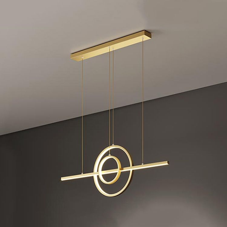 Modern Metal Island Light Geometric Gold LED Island Pendant for Dining Room