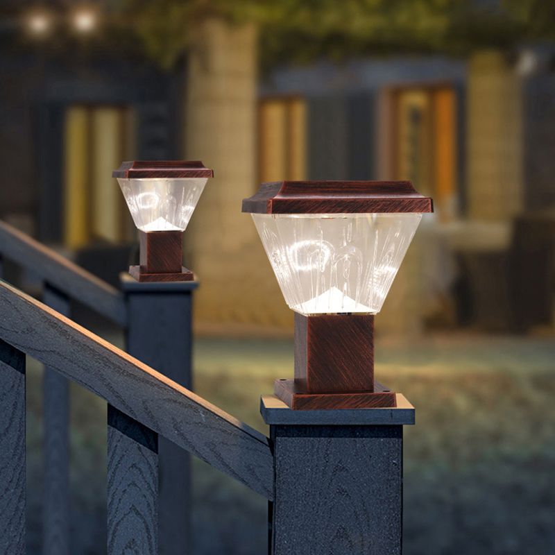 Modern LED Pillar Lamp Waterproof Solar Lighting Fixture with Acrylic Shade for Garden