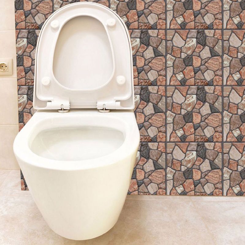 Rural Pebbled Adhesive Wallpaper Panels Brown Bathroom Wall Covering, 12' L x 12" W