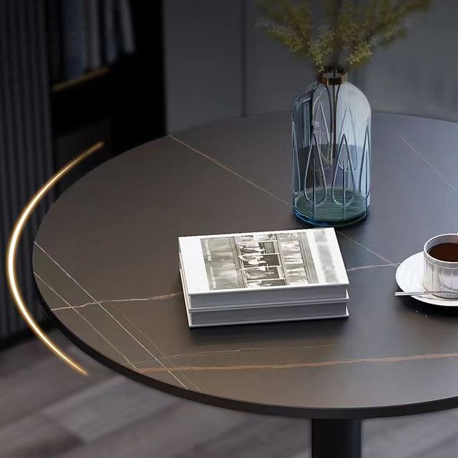 Stone Top Dining Table Round Dining Table with Pedestal Base in Gold