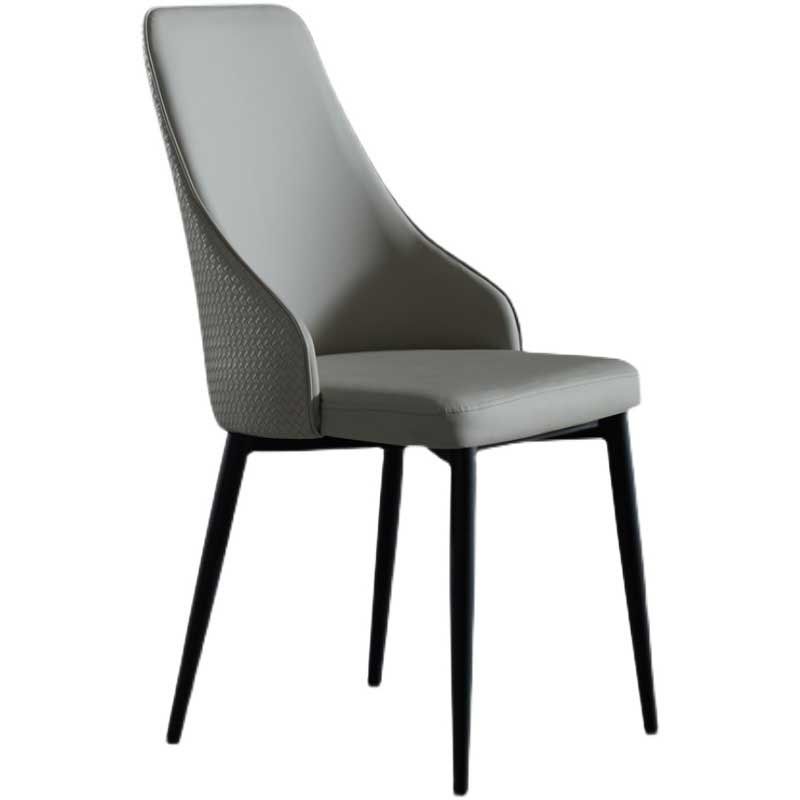 Industrial Dining Chair with 4 Black Metal Legs Solid Back Chair for Home Use