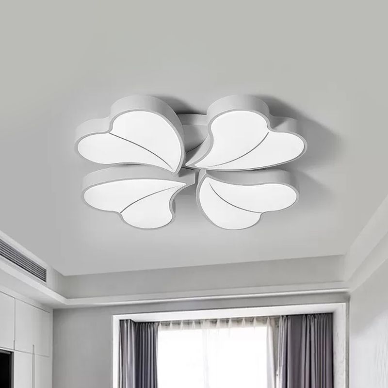 Nordic Four-Leaf Clover Flushmount Acrylic Bedroom LED Flush Mount Light in White with/without Remote Control, 20.5"/24.5" W