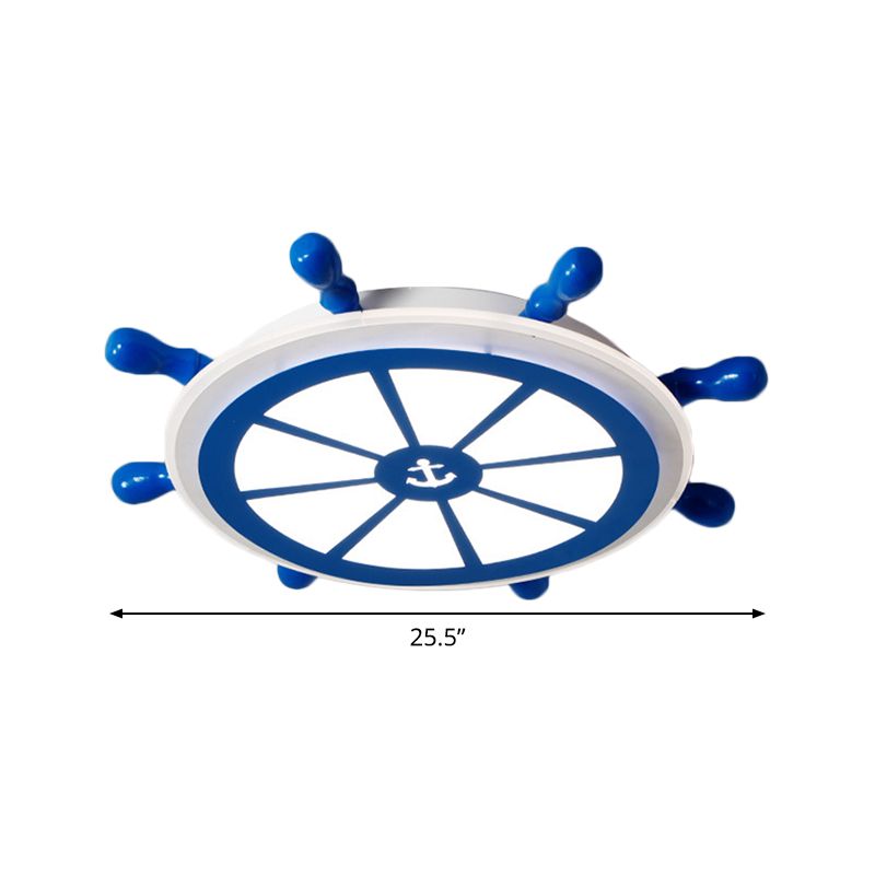 Acrylic Rudder Flushmount Lighting Kids LED Blue Flush Ceiling Light Fixture for Kindergarten