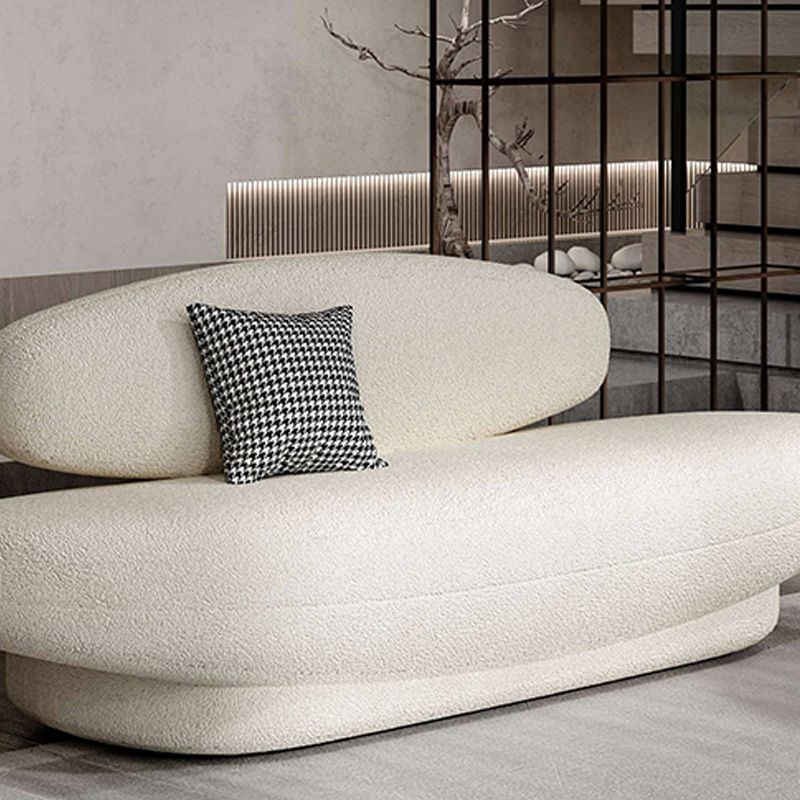 Scandinavian Settee Fabric White Cushions Armless Living Room Standard