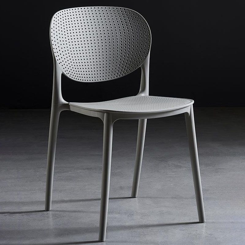 Silla lateral de comedor de cocina escandinava de plástico, silla con respaldo abierto