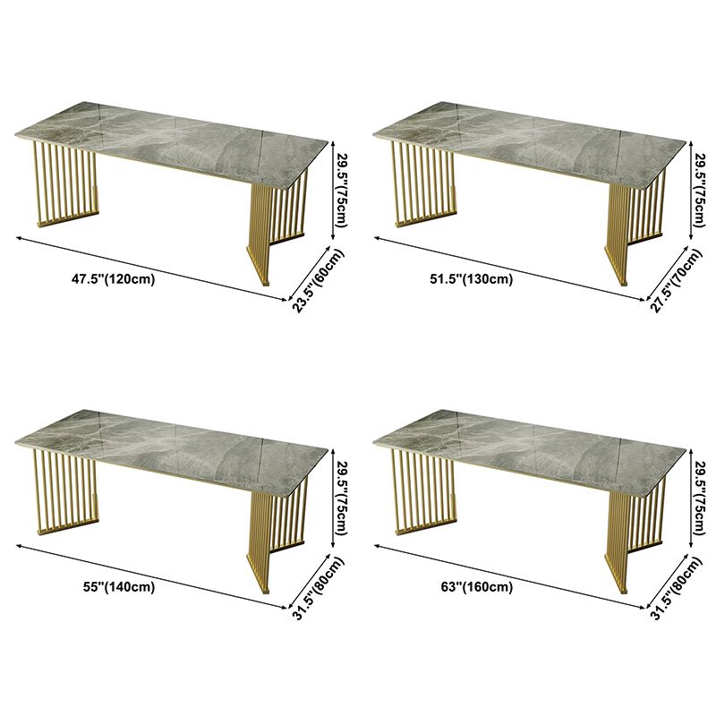 Metal Traditional Luxury Rectangle Table Indoor Table Top Top Fortered en pierre pour la cuisine et la salle à manger